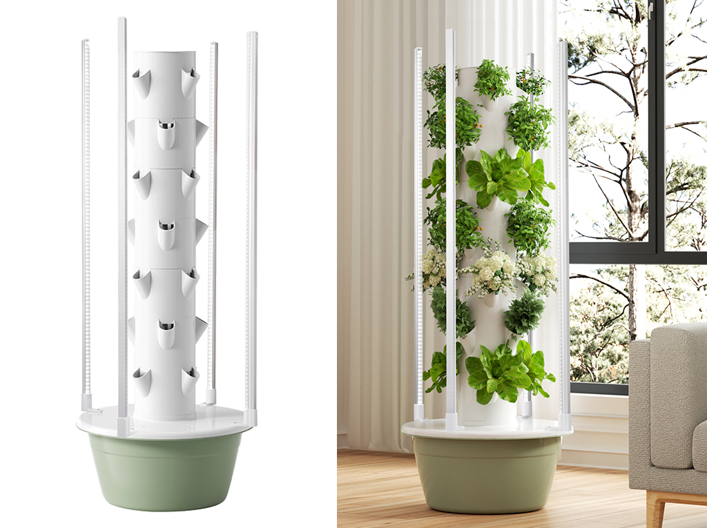 LED Hydroponic Tower close-up