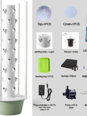 Hydroponic Tower with LED Grow Light System (5–11 Layers)
